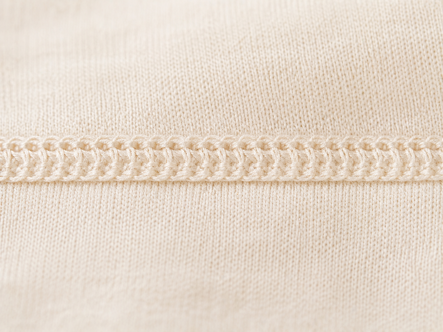 Close-up of a soft flatlock seam